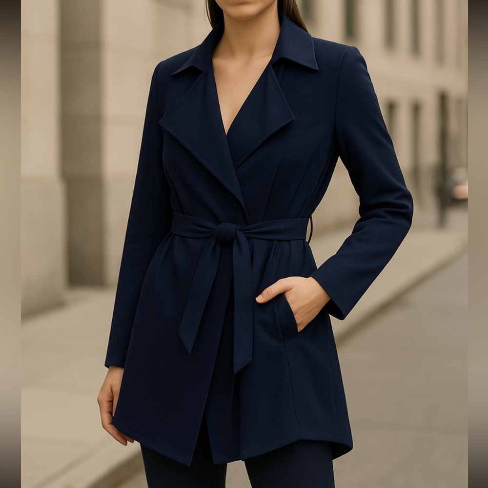 Zara trench style light weight jacket navy blue size M